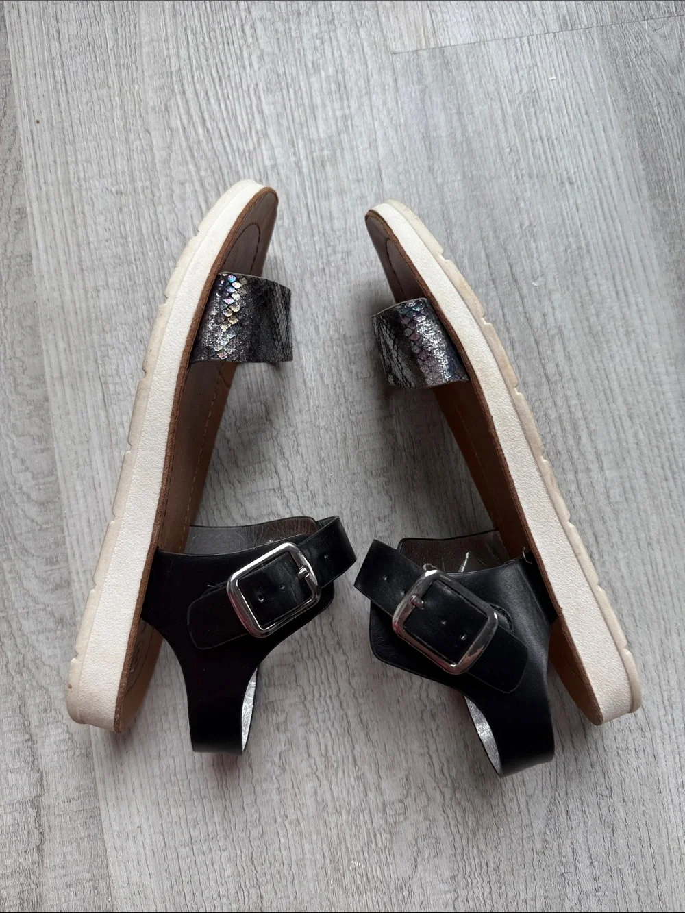 Cat & Jack Black Sandals with Iridescent Snake-Print Strap